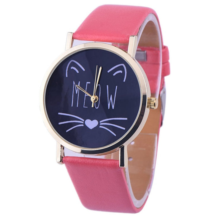 Watch watches women fashion watch Luxury Cute Cat Pattern PU Leather Band Analog Quartz Vogue Wristwatch