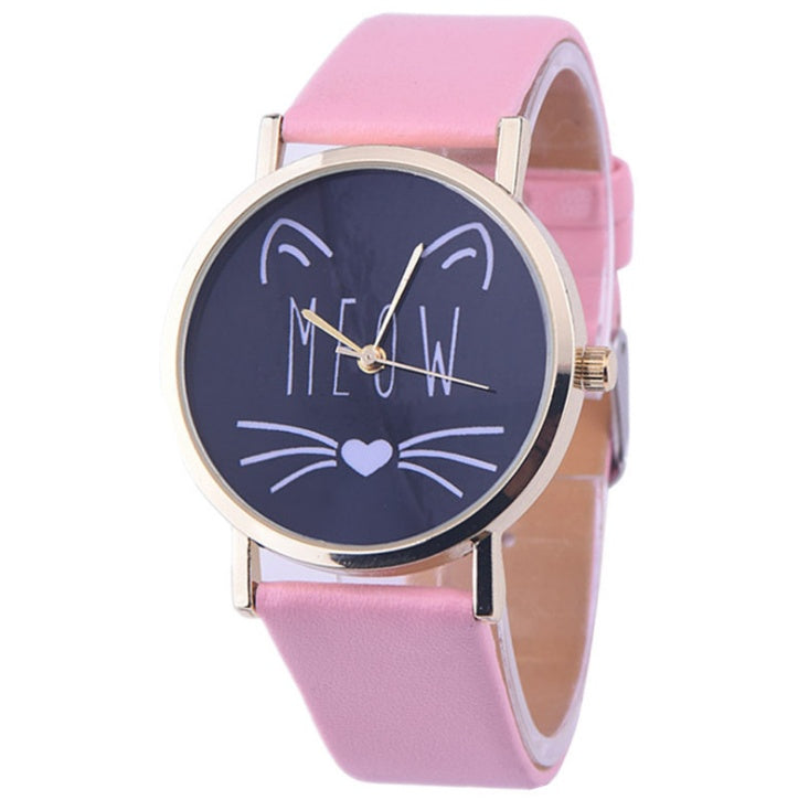 Watch watches women fashion watch Luxury Cute Cat Pattern PU Leather Band Analog Quartz Vogue Wristwatch