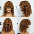 Water Wave Human Hair Wigs With Bangs