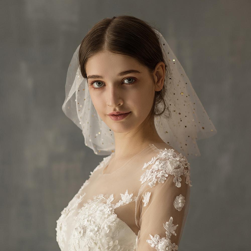 White Yarn Bridal Multi-layer Short Veil