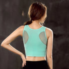 Women Breathable Mesh Sports Bras Shockproof Padded Athletic Gym Running Bra Solid Seamless Fitness Yoga Sport Tops Vest