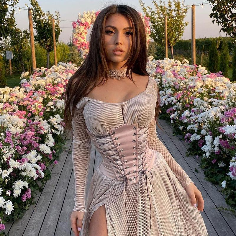 Women Curvy Slim Corset Underbust Corsets Top Vintage Hollow Out Waist Body Shaper Lace Up Heavy Duty Bustier Cincher Fashion