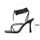 Women Sandals Narrow Band Vintage Square Toe High Heels