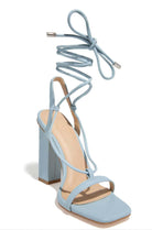 Women Shoes Square Toe Ankle Lace-Up Strappy Sandals Fashion Party Pumps