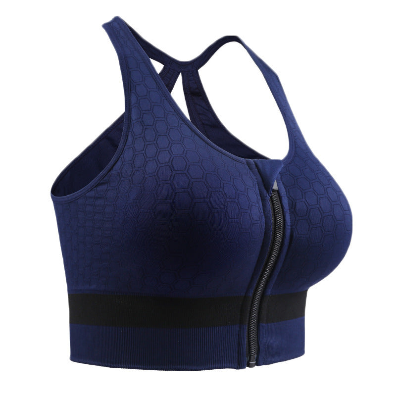 Women Zipper Sports Bras High-intensity Shockproof Underwear Running Fitness Vest Gym Workout