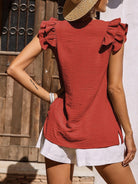 Women's Casual V Neck Ruffle Tank Top Summer Sleeveless Shirt