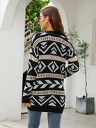 Women's Diamond Loose Jacquard Knitted Cardigan