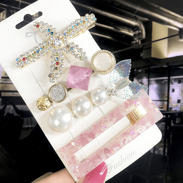 Women's Fashion Geometric Pearl Hair Clips