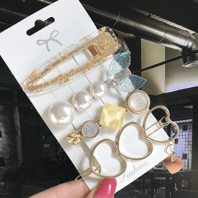 Women's Fashion Geometric Pearl Hair Clips