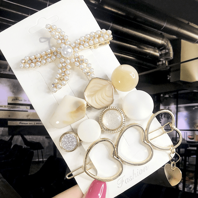 Women's Fashion Geometric Pearl Hair Clips