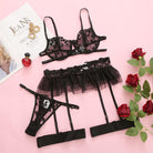 Women's Lace Mesh Underwear Three Piece Set