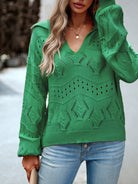 Women's POLO Neck Long Sleeve Knit Top