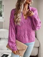 Women's POLO Neck Long Sleeve Knit Top