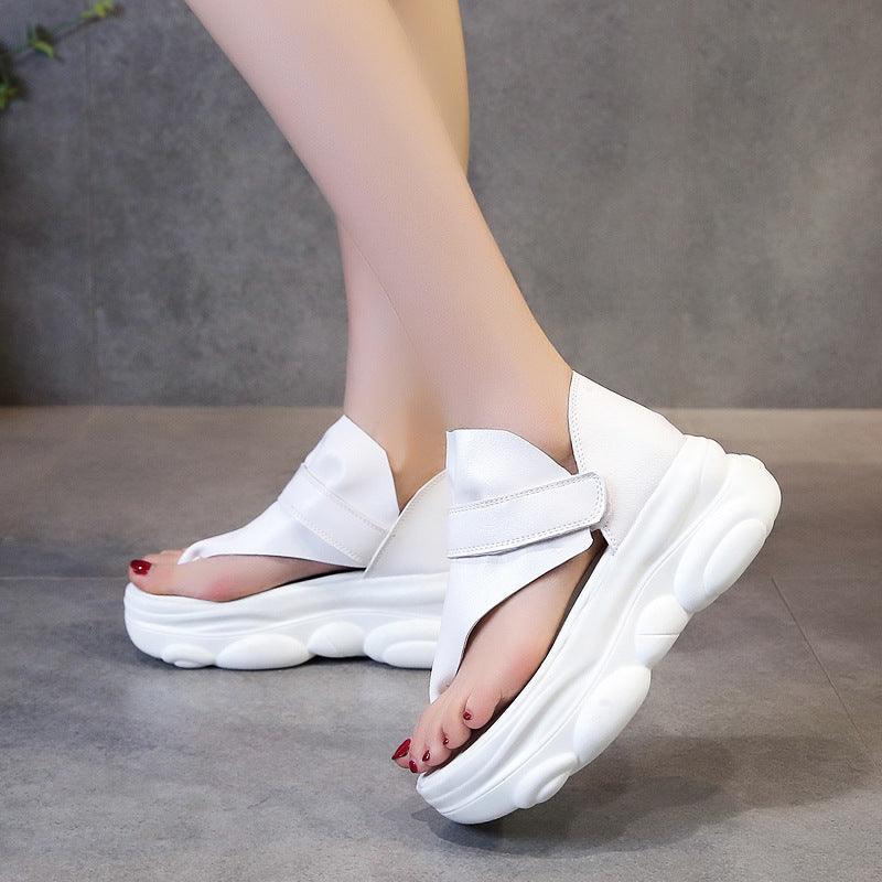 Women's Platform Sandals With Flip Flops, High-Heeled Wedge Heels