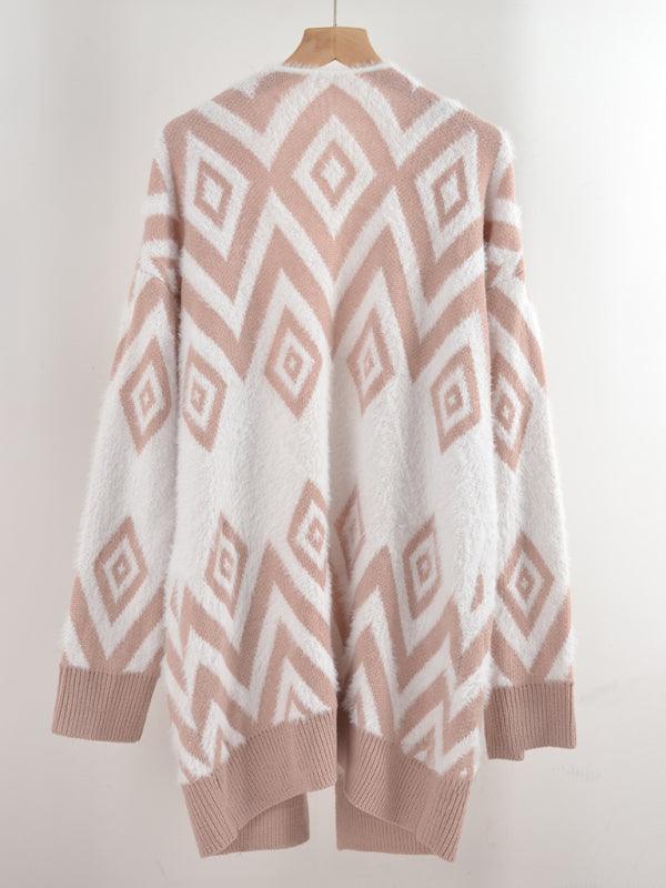 Women's Retro Diamond Mid-Length Cardigan