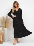 Women's casual belted dress with large hem