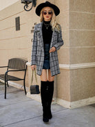 Women's houndstooth lapel knitted cardigan