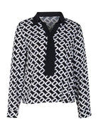 Women's new V-lapel printed long-sleeved shirt