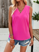 Women's new style casual solid color V-neck vest top