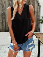 Women's new style casual solid color V-neck vest top