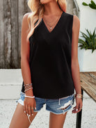 Women's new style casual solid color V-neck vest top