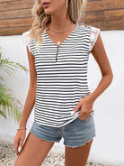 Women's striped lace patchwork short-sleeved top