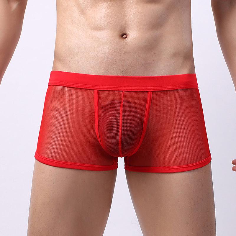 Men's Underwear Mesh Mesh Breathable Boxers Low Waist Transparent Boxers Youth Cool Shorts - Bloomjay