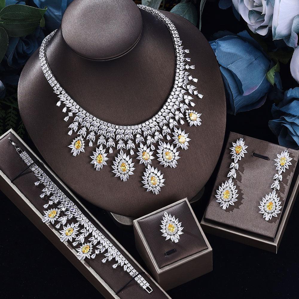 Embrace timeless elegance with our Women's Fashion Vintage Wedding Necklace and Earrings Jewelry Set. - Bloomjay