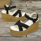 Wedge Sandals For Women Summer Casual Non-slip Cross-strap Platform Shoes With Hemp Heels Shoes - Bloomjay