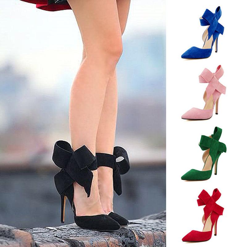 Big Bow Pumps Women Thin High Heel Shoes For Party Festival - Bloomjay