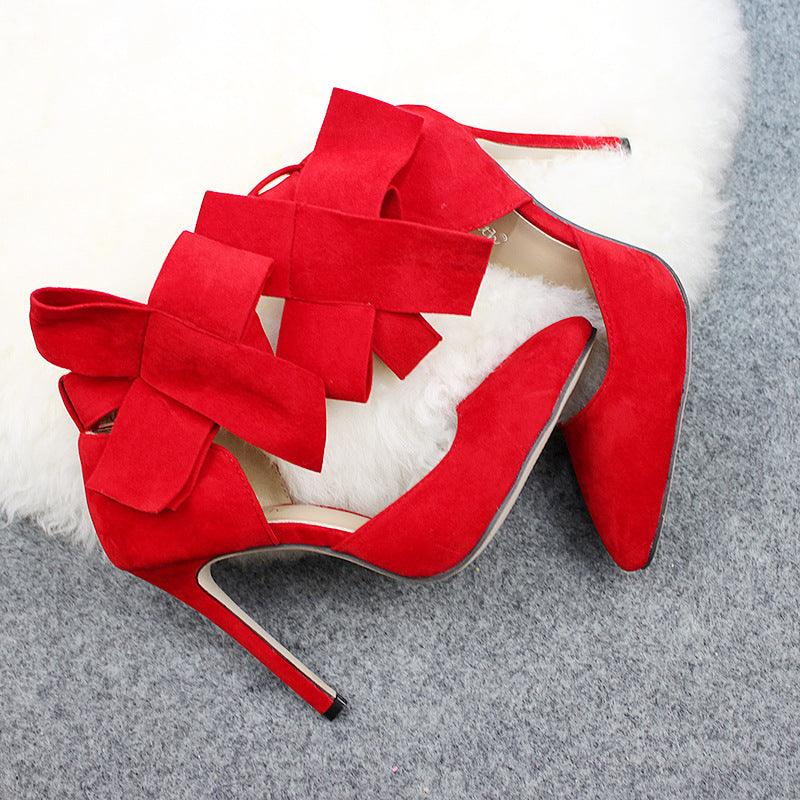 Big Bow Pumps Women Thin High Heel Shoes For Party Festival - Bloomjay