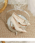 Wedding Dress Two-way Wear Pointed-toe Stiletto Bride Shallow Mouth Pumps Women High Heels - Bloomjay