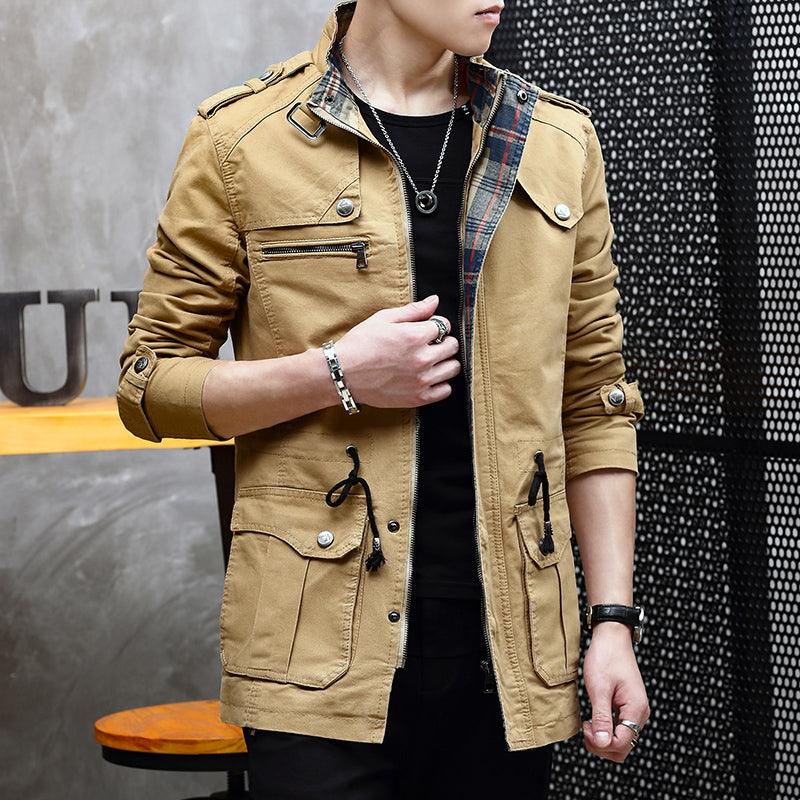 Military Jacket Young Men''s Korean Slim Fit Military Green Casual - Bloomjay