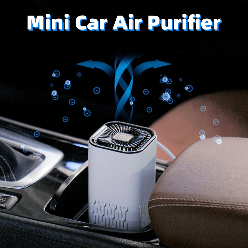 "Portable Car Air Purifier: Negative Ion Generator, Removes Formaldehyde, Dust, and Smoke. Freshens Air." - Bloomjay