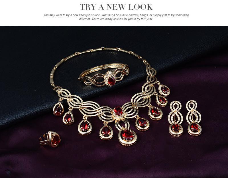 Enhance your style with our Fashion Gems Necklace and Earrings Set, a perfect blend of trendy alloy jewelry. - Bloomjay
