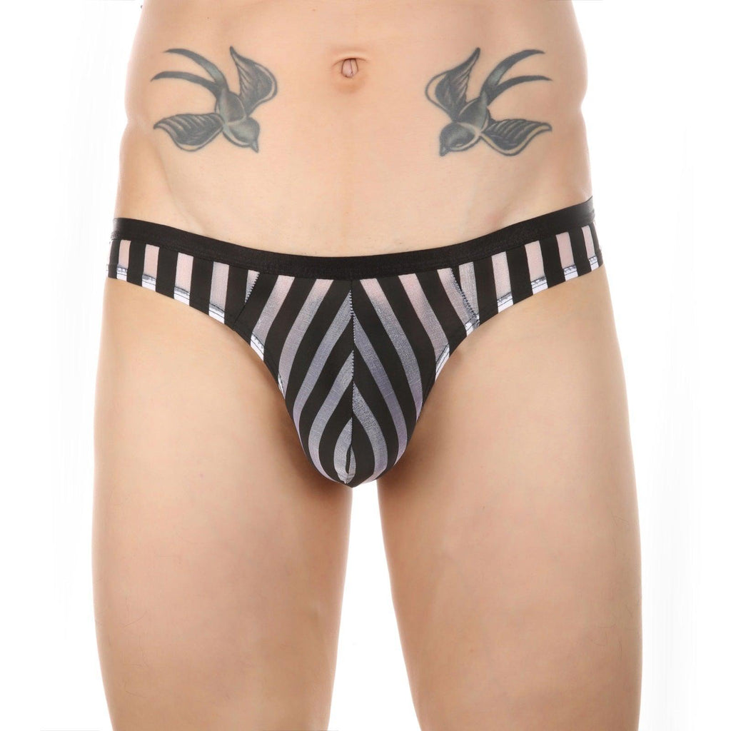 Men's Striped Mesh T-back Underwear - Bloomjay