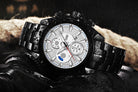 men''s watch fake three eyes luminous men''s watch fashion casual steel band waterproof watch t504g