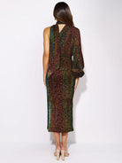 scarf slit evening dress one shoulder sequins