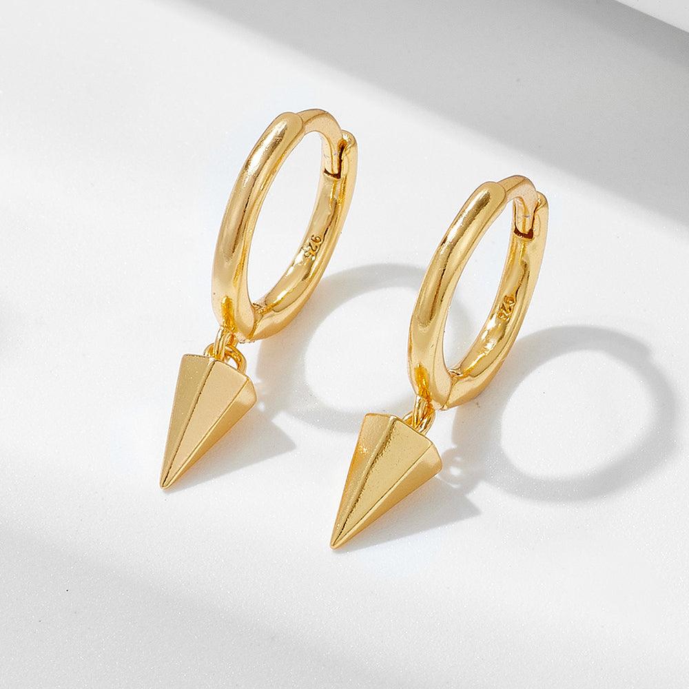 Elevate your style with these IG-style geometric earrings crafted from sterling silver, featuring lavish 18k gold plating and a touch of brilliance from rhodium. - Bloomjay