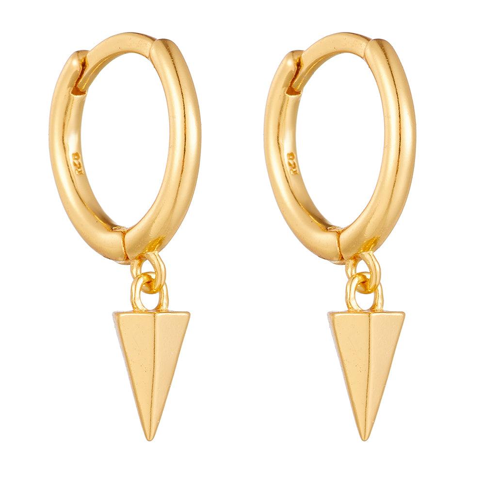 Elevate your style with these IG-style geometric earrings crafted from sterling silver, featuring lavish 18k gold plating and a touch of brilliance from rhodium. - Bloomjay