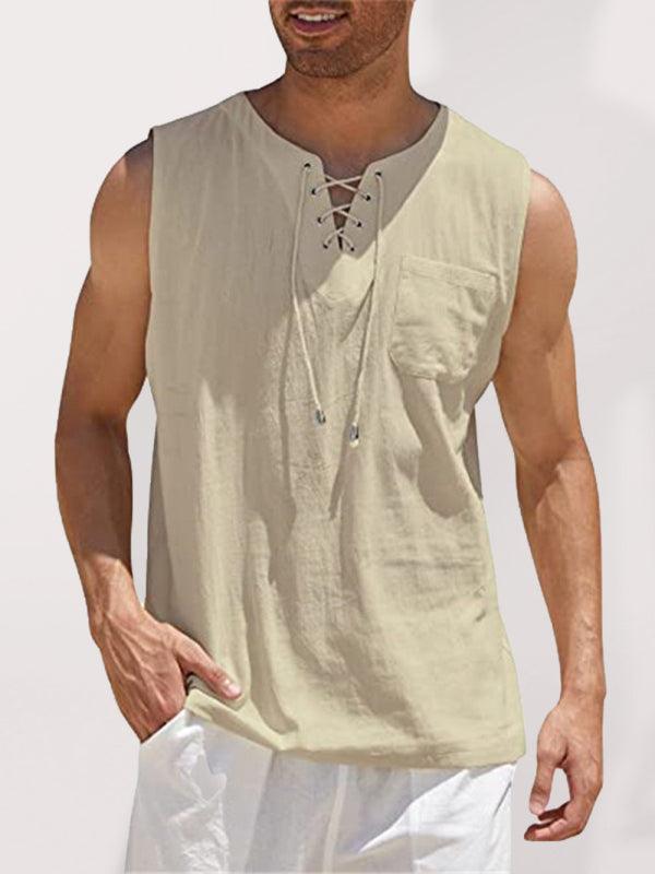 Men's Woven Tie Stand Collar Pullover Vest - Bloomjay